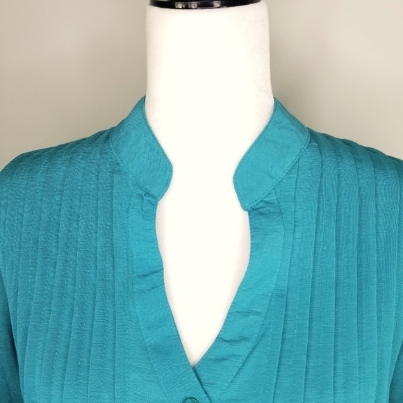 Papa Vancouver Women's Blouse Loose Fit Button Down Flowing  Blue - Picture 3 of 8